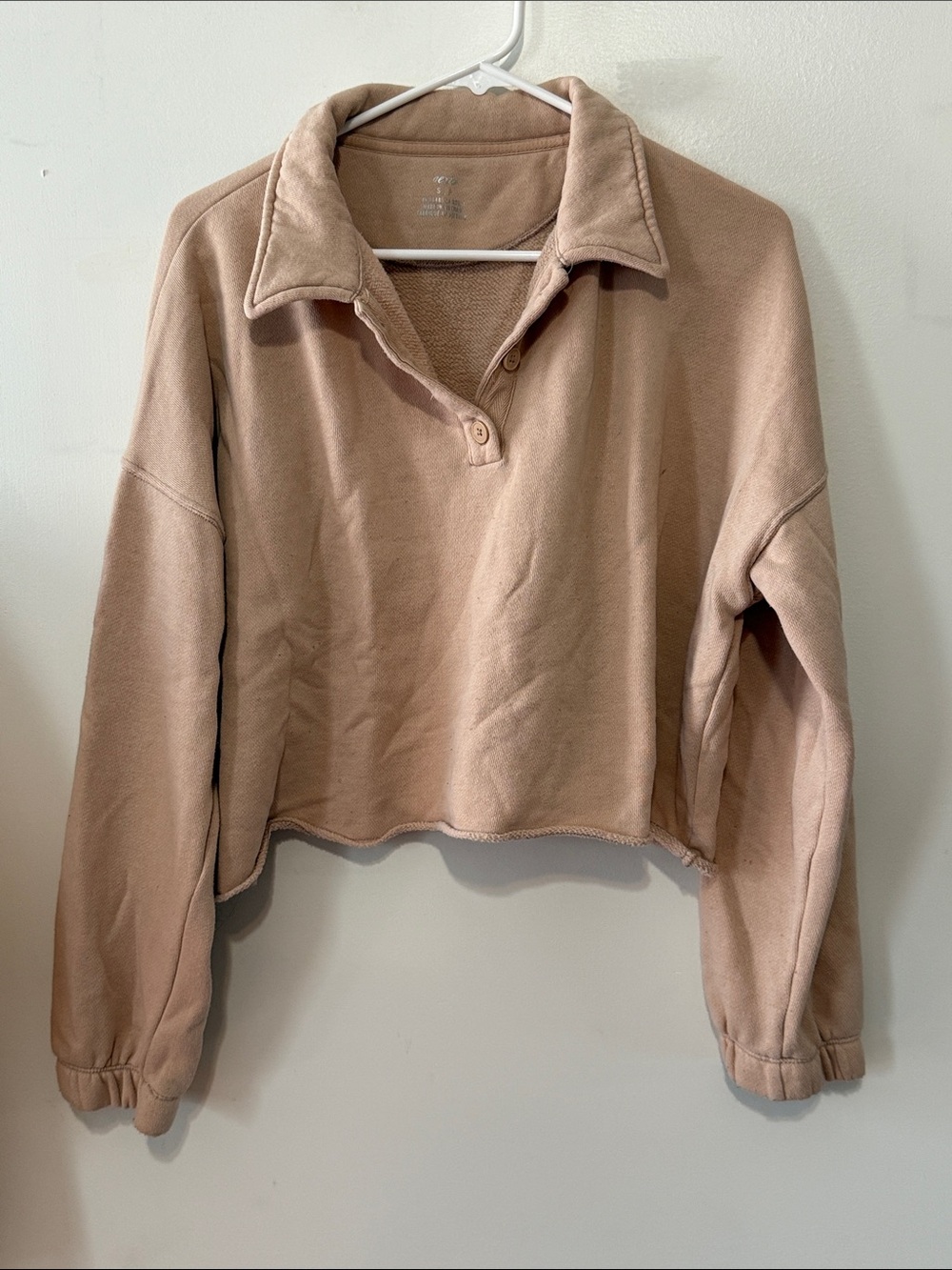 Aerie Cropped Collared Pullover Sweatshirt - Picture 2 of 5